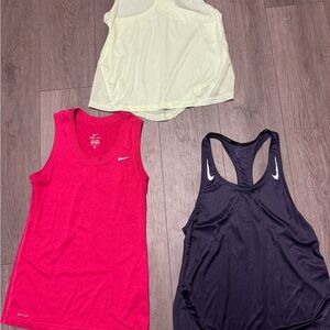 Nike and Underarmour Women's Tank Top Set - Pink, Black, and Yellow